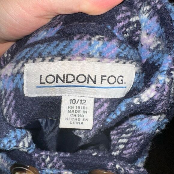 London Fog vintage blue plaid tartan wool cape coat - Picture 3 of 3